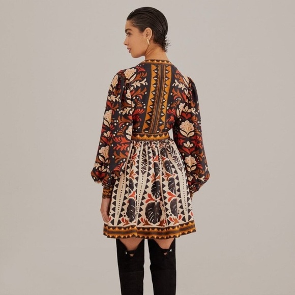 Farm Rio Tapestry Garden V-Neck Wrap Mini Dress Size S - Picture 2 of 5